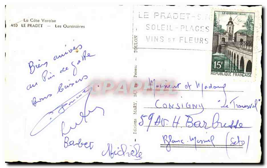 CPA La Cote Varoise Le Pradet Les Oursinieres — Rückseite