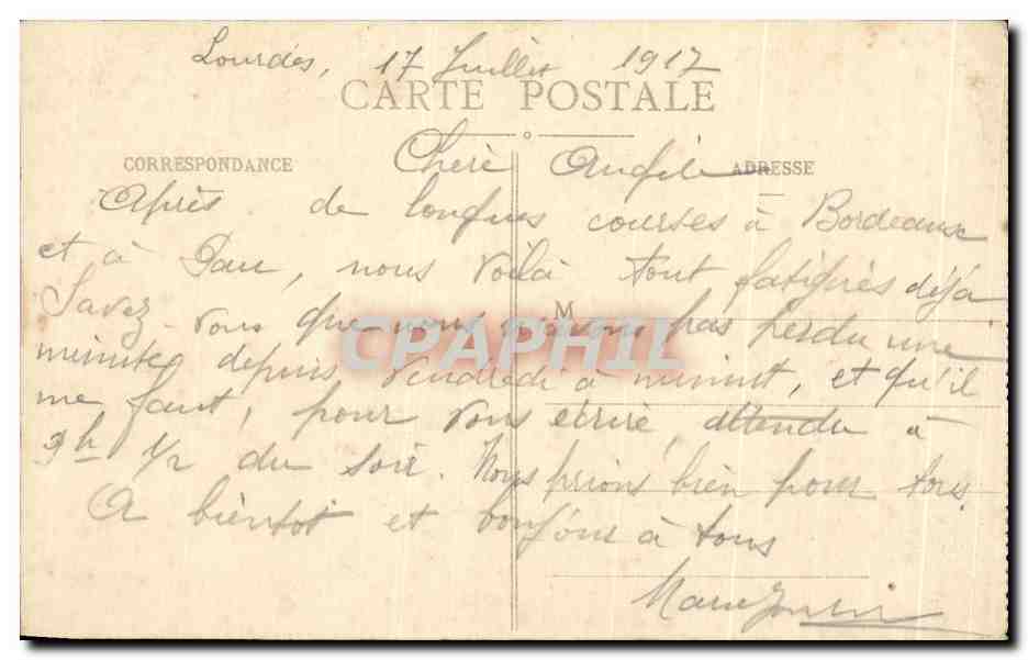CPA Les Pyrenees Lourdes L'Apparition — Verso