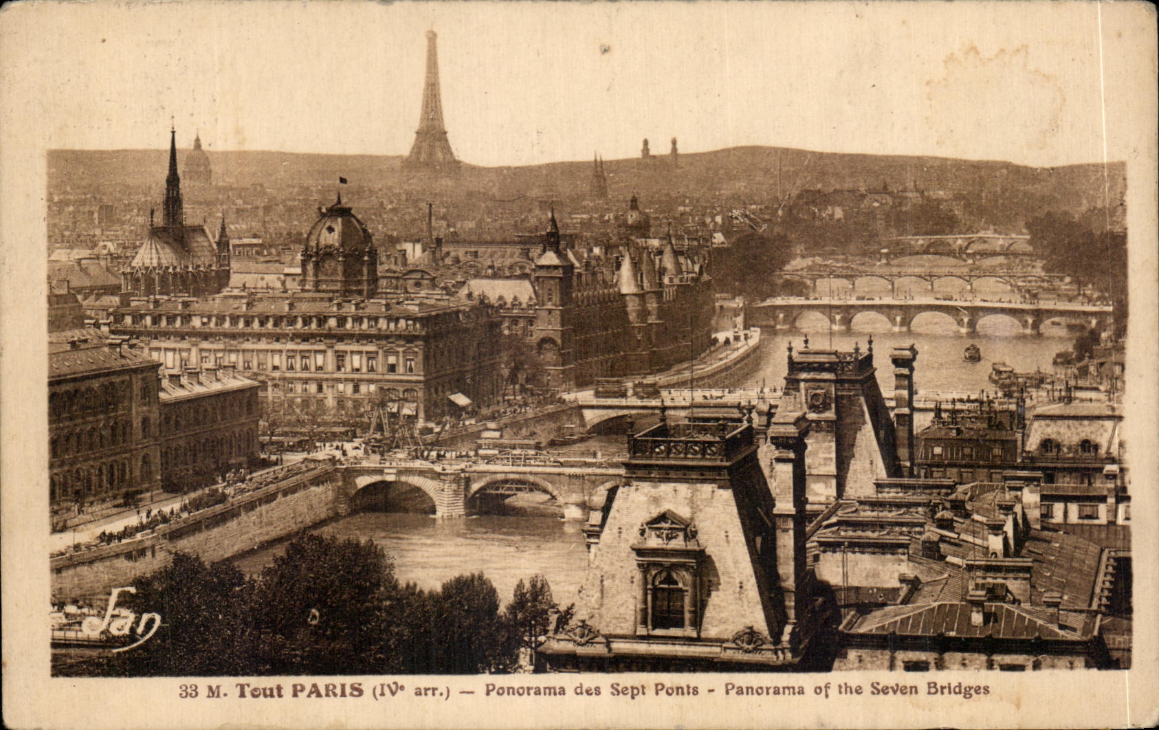 CPA Tout Paris Panorama des 7 ponts Tour Eiffel