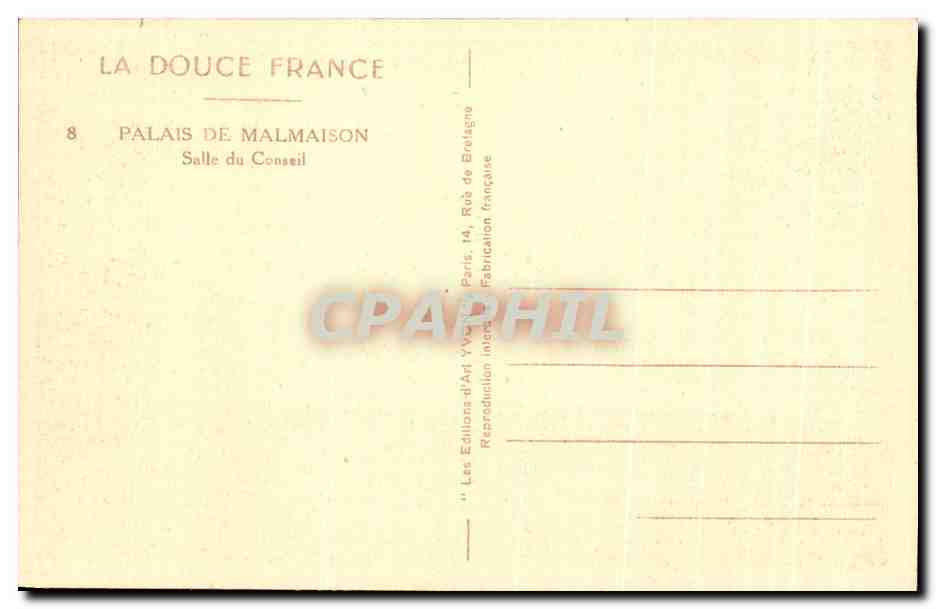 CPA Palais De Malmaison Salle Du Conseil — Rückseite