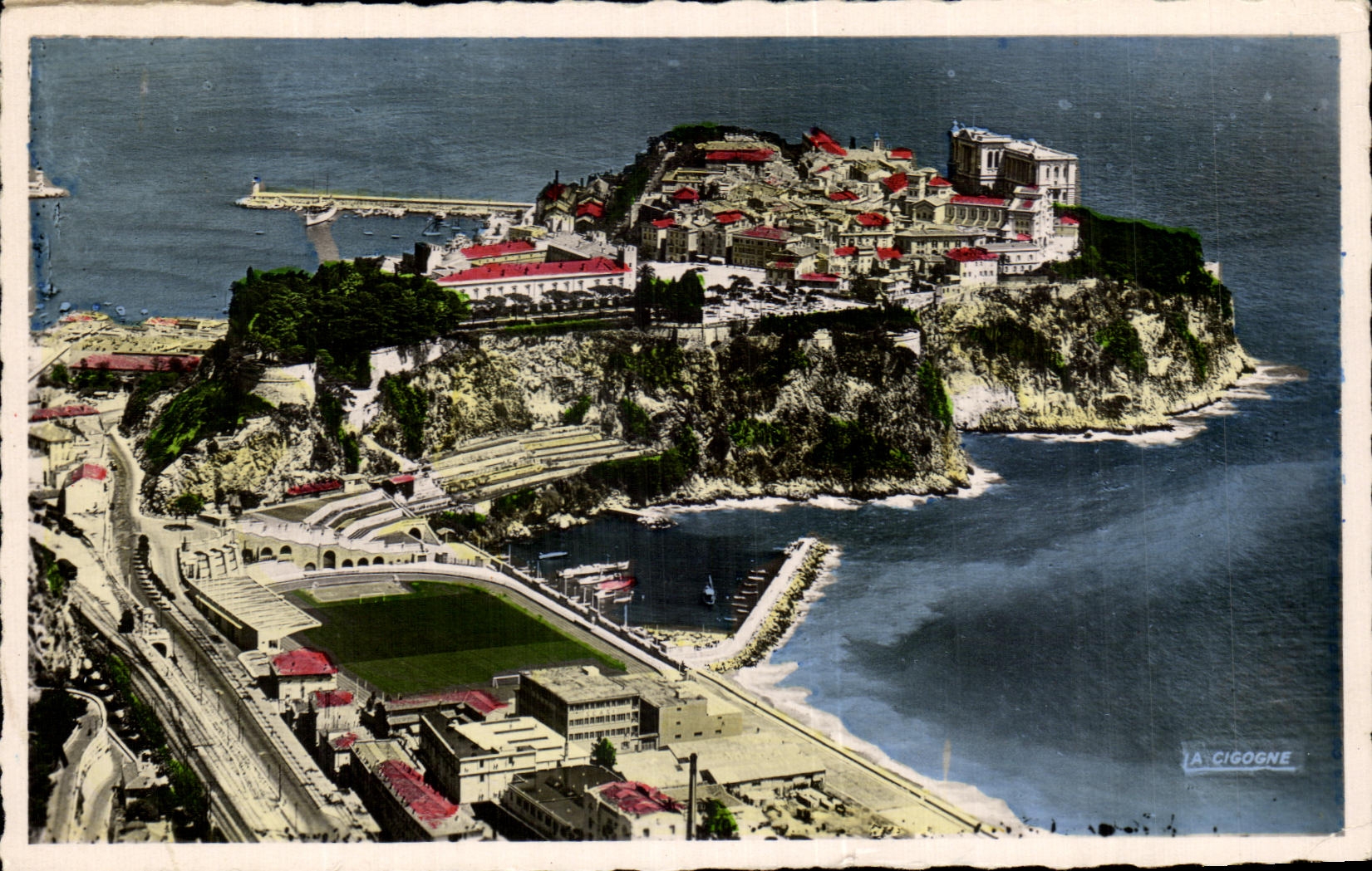 CPA Principaute De Monaco Le Rocher Et Le Stade