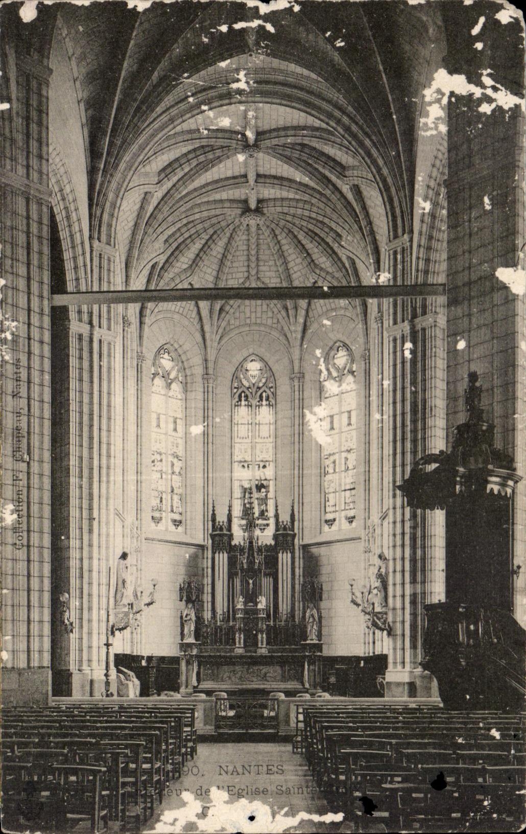 Intérieur de l'église Saint-Sauveur de Nantes — vue du chœur — Collection P. Ghippeu, Nantes
