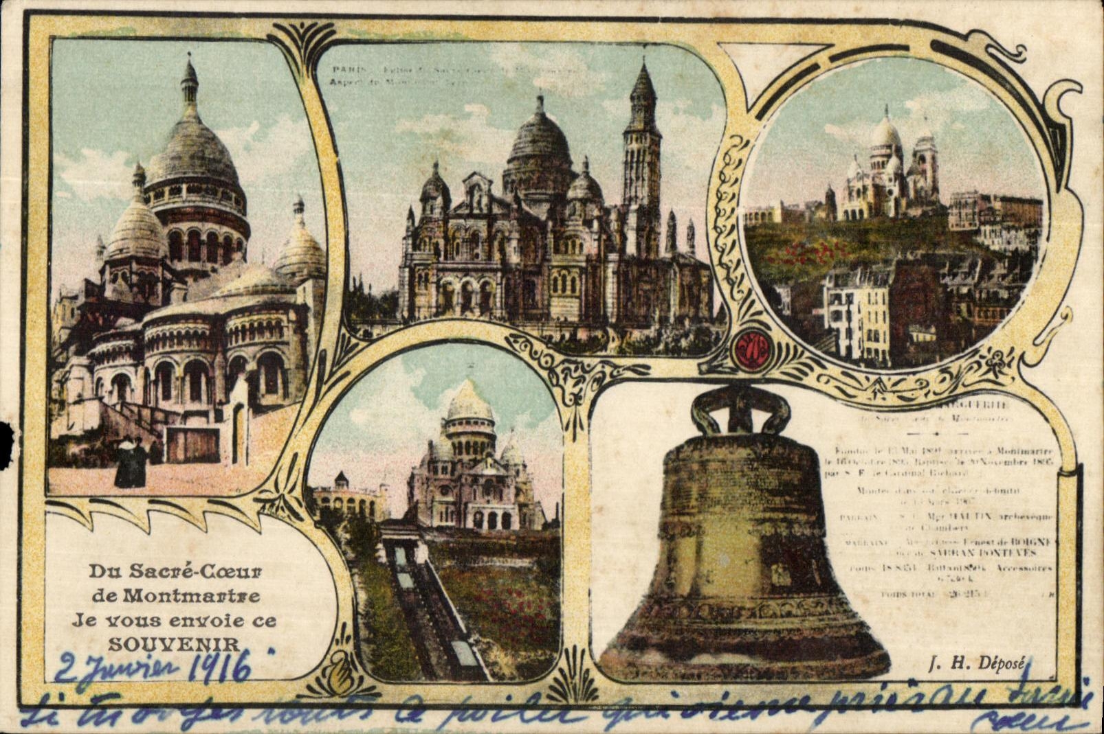 CPA Du Sacre Coeur de Montmartre Je vous envoie ce Souvenir Cloche Montmartre