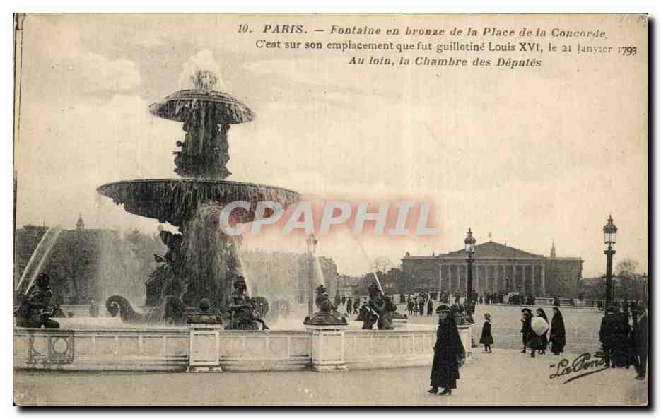 CPA Paris Fontaine en bronze de la Place de la Concorde 