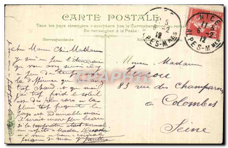 CPA Cote D'Azur Cannes La Promenade De La Croiselte Cheval  — Rückseite