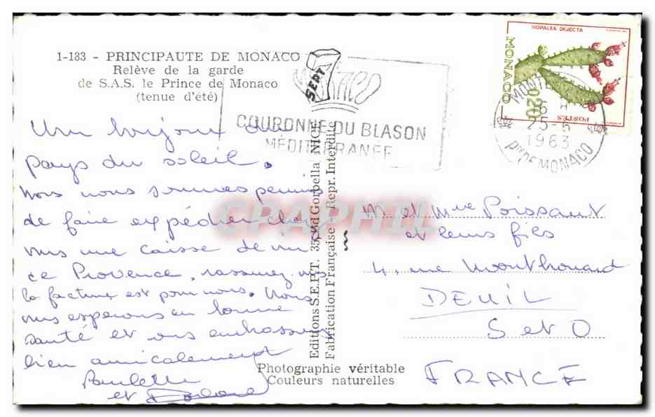 CPA Principaute De Monaco Releve de la garde de S A S Prince de Monaco  — Rückseite