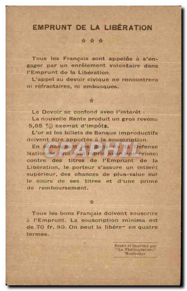 CPA Emprunt De La Liberation Les Vainqueurs de la Marne Militaria  — Rückseite