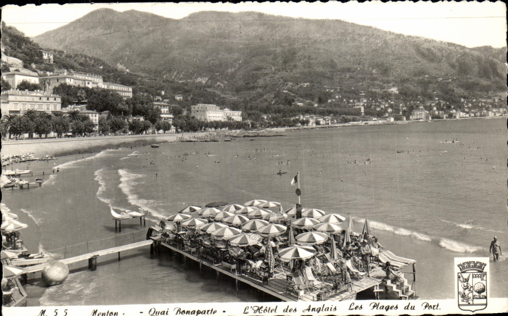 CPA Menton Quai Bonaparte L'hotel des Anglais Les plages du port 