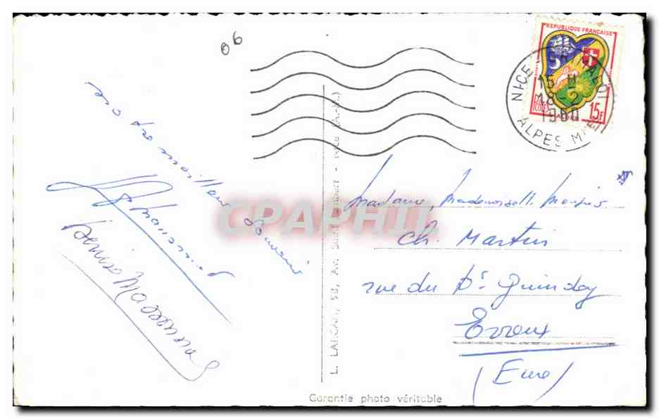 CPA Menton Quai Bonaparte L'hotel des Anglais Les plages du port  — Rückseite