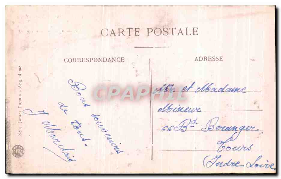 Angoulême — Cathédrale, la plus belle de France dans le style byzantin (Mon. hist. classé) — J.S.D. n°301 — Verso