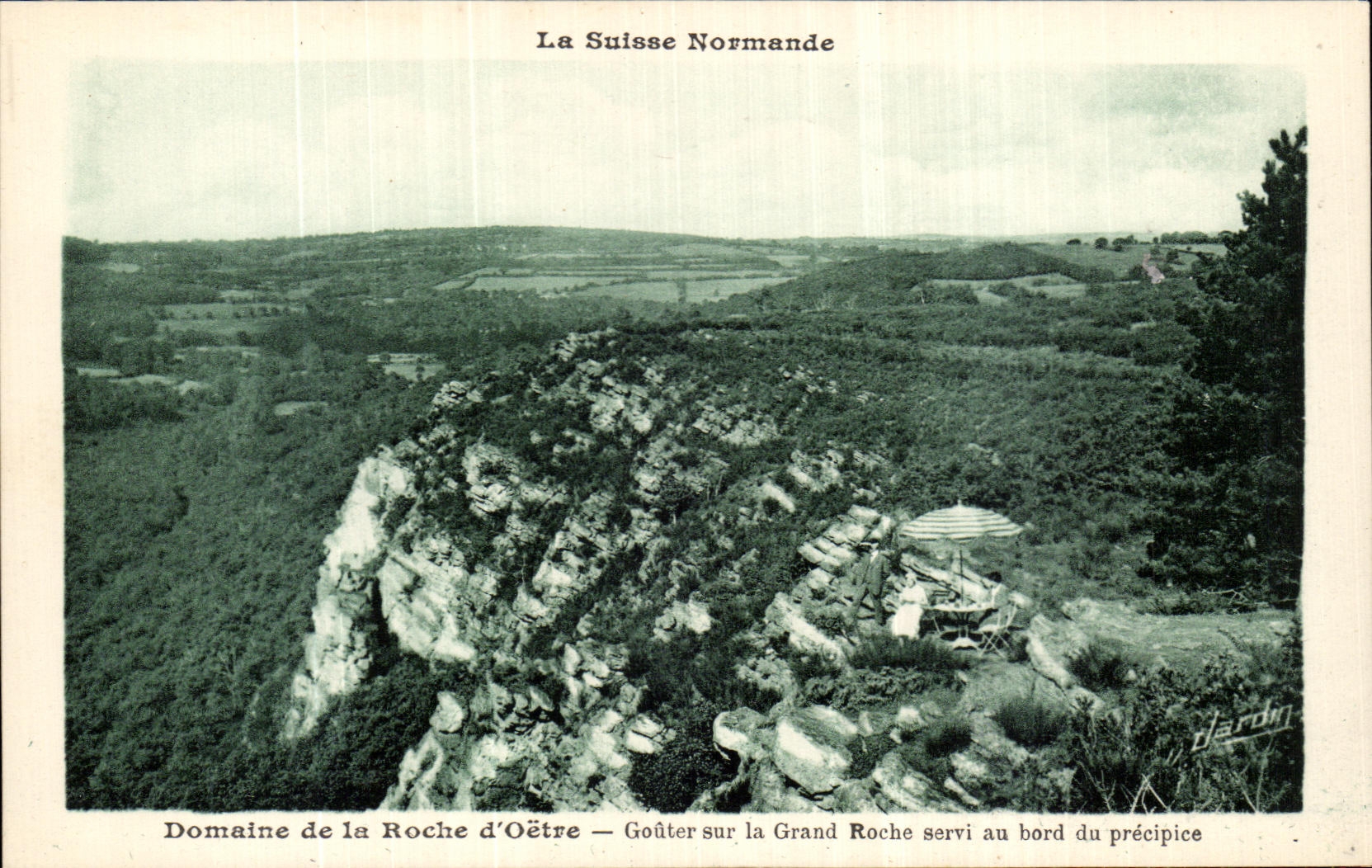 Domaine de la Roche d'Oêtre — Goûter sur la Grand Roche servi au bord du précipice — Édition d'Art E. Jardin, Rue des Églises, Condé-sur-Trêve