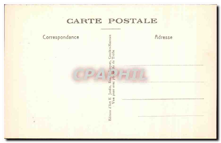 Domaine de la Roche d'Oêtre — Goûter sur la Grand Roche servi au bord du précipice — Édition d'Art E. Jardin, Rue des Églises, Condé-sur-Trêve — Verso