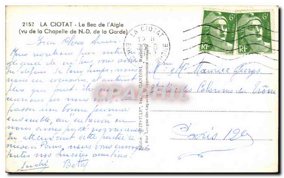 Le Bec de l'Aigle — vu de la Chapelle de N.D. de la Garde — Mireille — Rückseite
