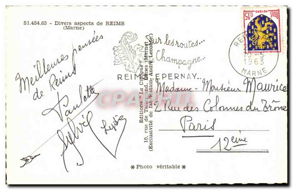 Reims — Divers aspects de Reims — Éditions 'La Citoyenne' — Verso
