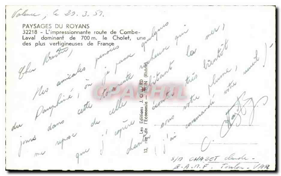 Le Choelet — Route impressionnante dominant 700 m — Les Éditions J. CHARRON (Rhône) — Reverso