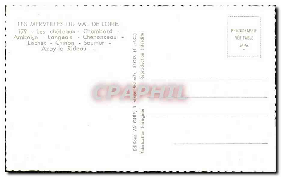 CPA Les Chateaux Chambord Amboise Langeais — Rückseite