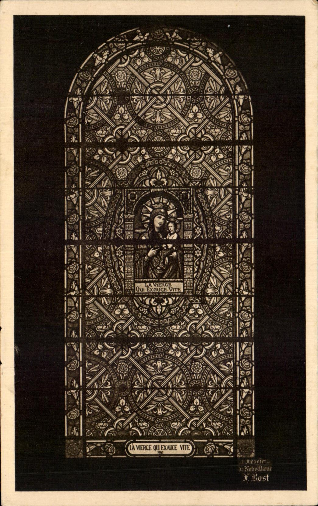 Die Schnellhelfende Jungfrau — Glasfenster der ehemaligen Kirche von Vichy (Allier) — F. Host