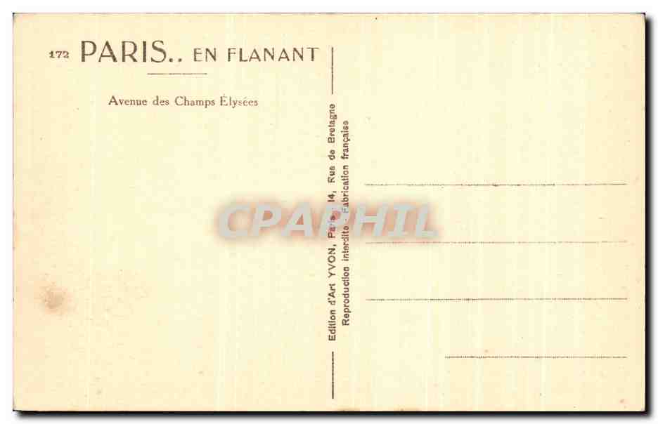 Avenue des Champs-Élysées — Paris — Édition d'Art YVON — Rückseite