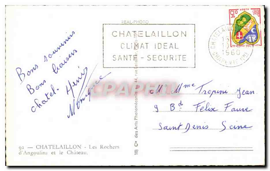 CPA Chatelaillon Les Rochers D'Angoulins Et Le Chateau — Back