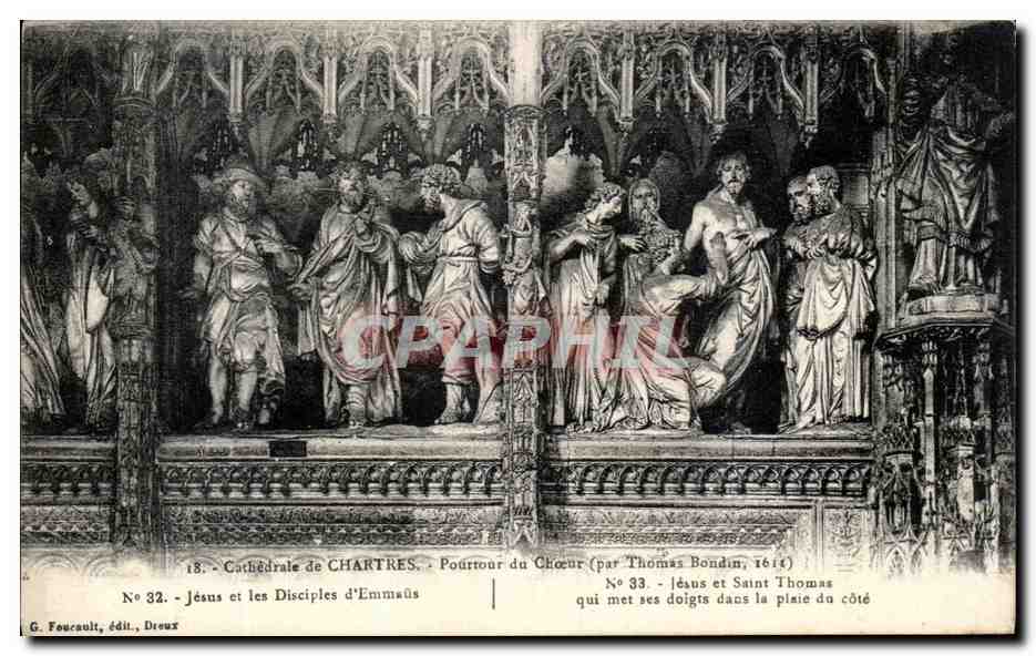 Cathédrale de Chartres — Poutrour du Chœur (par Thomas Bondin, 1614) — G. Fourcalt, édit., Dreux