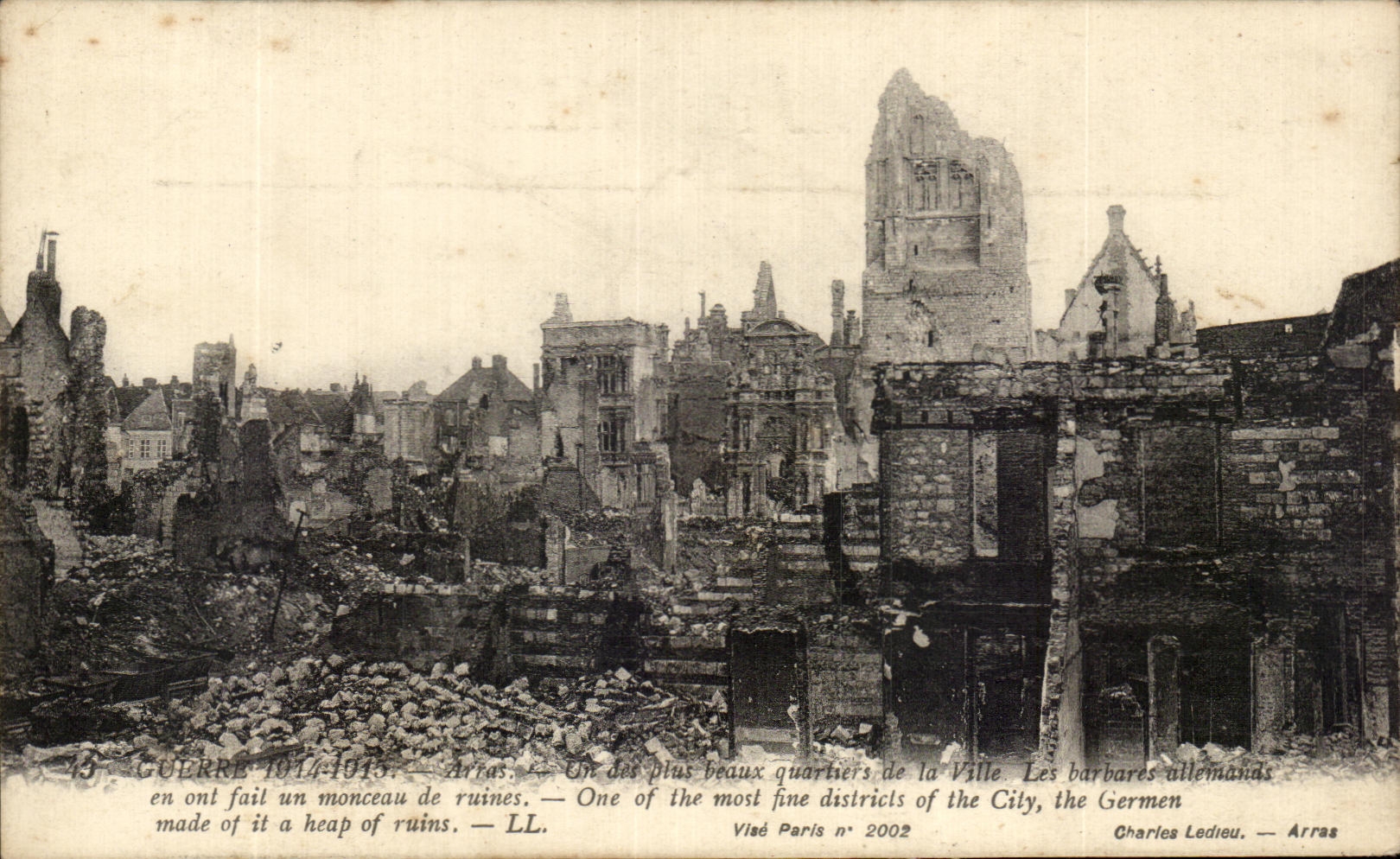 Arras — Ruines de la ville après la guerre 1914-1918 — Charles Ledieu, n° 2002