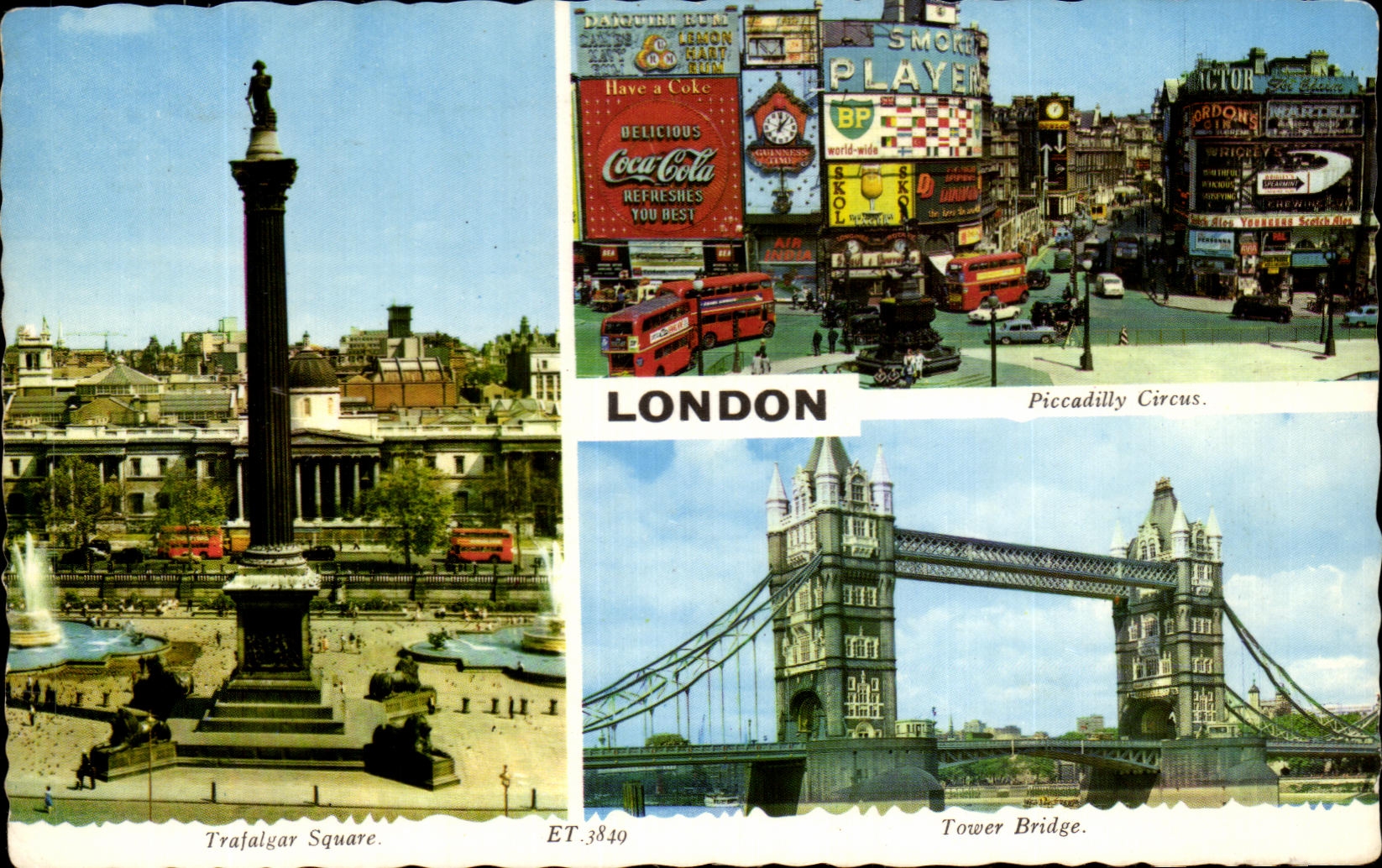 CPA London Piccadilly Circus Trafalgar Square Tower Bridge