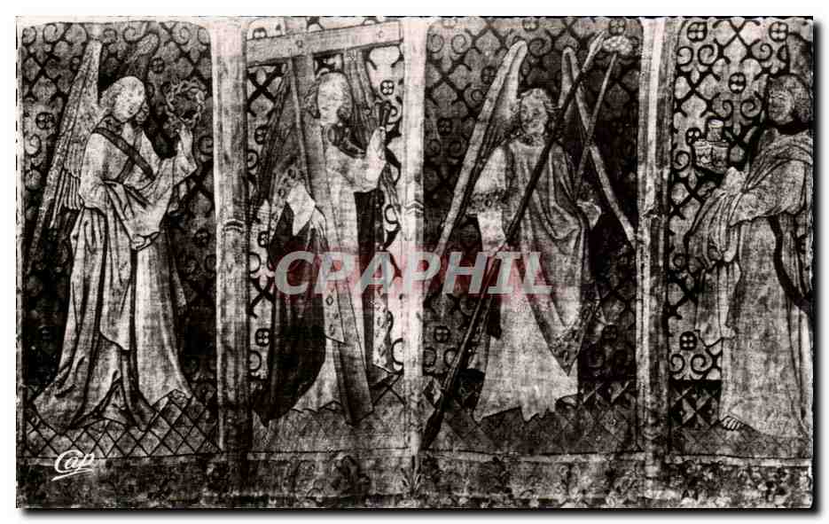 CPSM Saumur Eglise Notre Dame de Nantilly Anges fragment de Tapisserie
