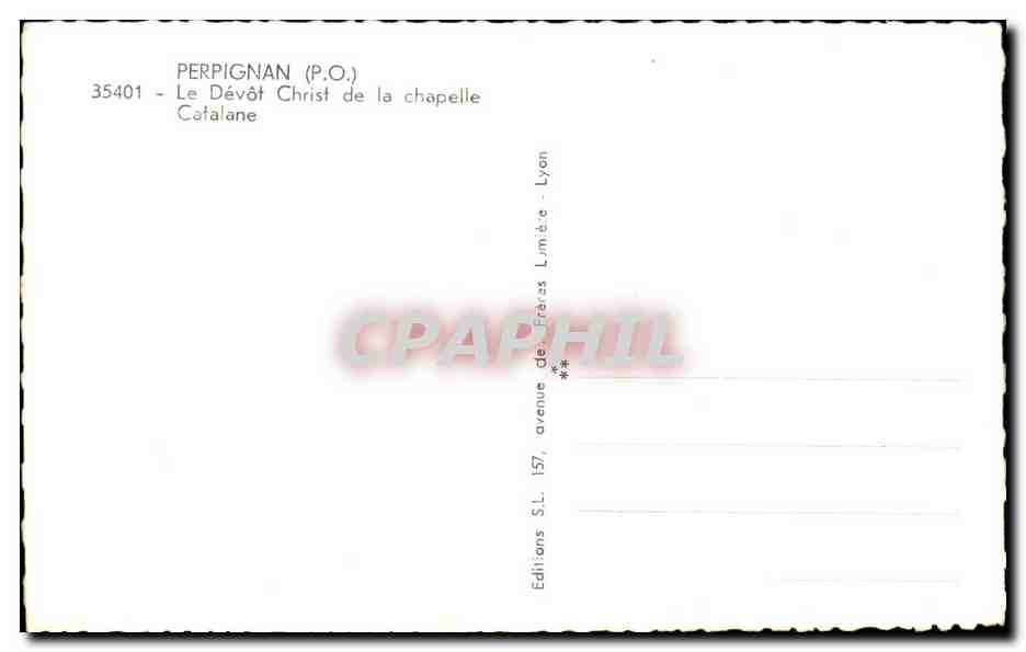 CPA Perpignan Le Devot Christ de la Chapelle Catalane — Rückseite