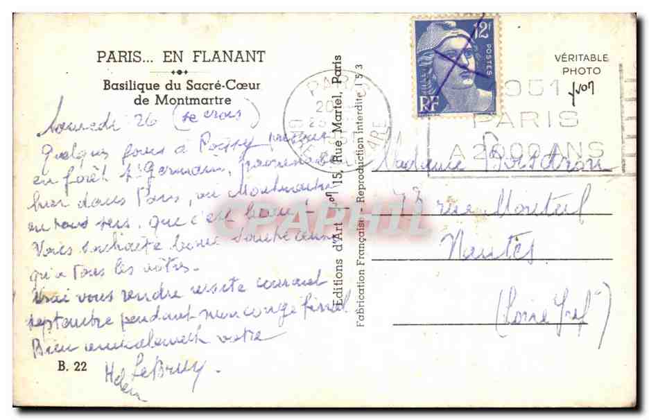 CPA Paris En Flanant Basilique du Sacre Coeur de Montmartre — Rückseite