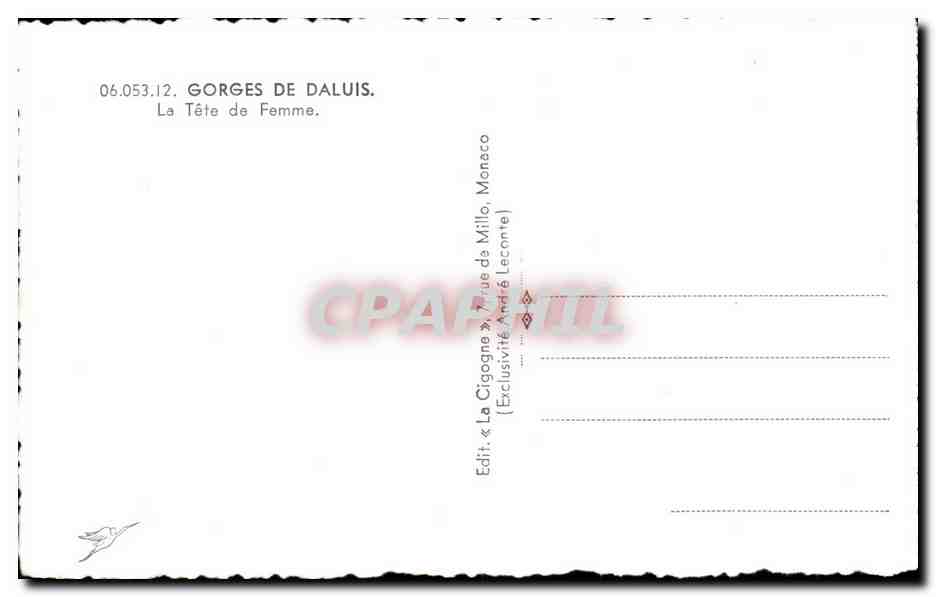CPA Gorges De Daluis La Tete de Femme — Rückseite