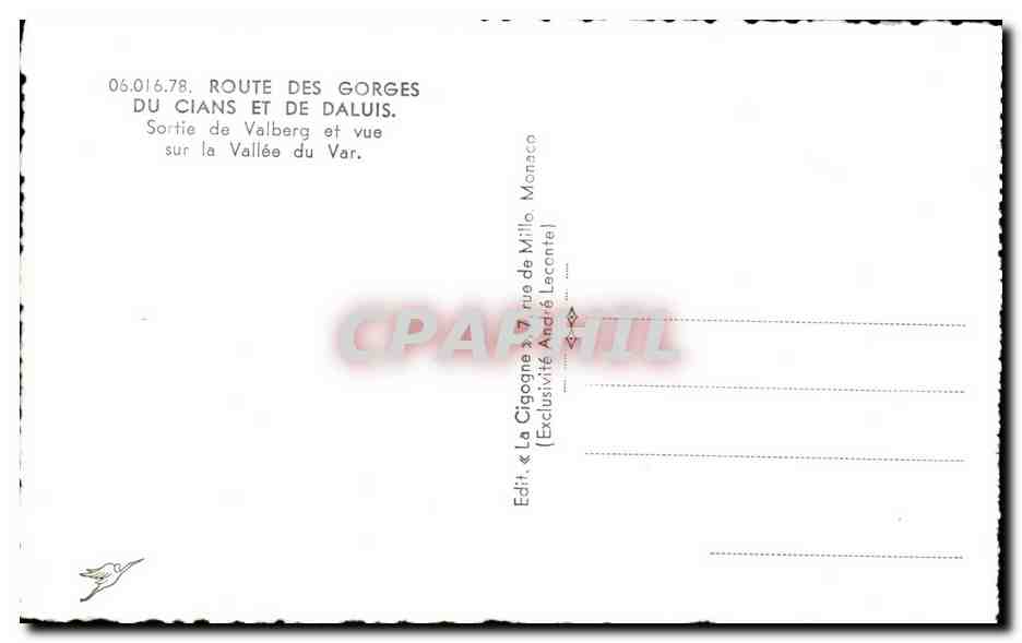 CPA Route des gorges du cians et de Daluis Sortie de Valberg et Vue sur la Vallee du Var — Rückseite