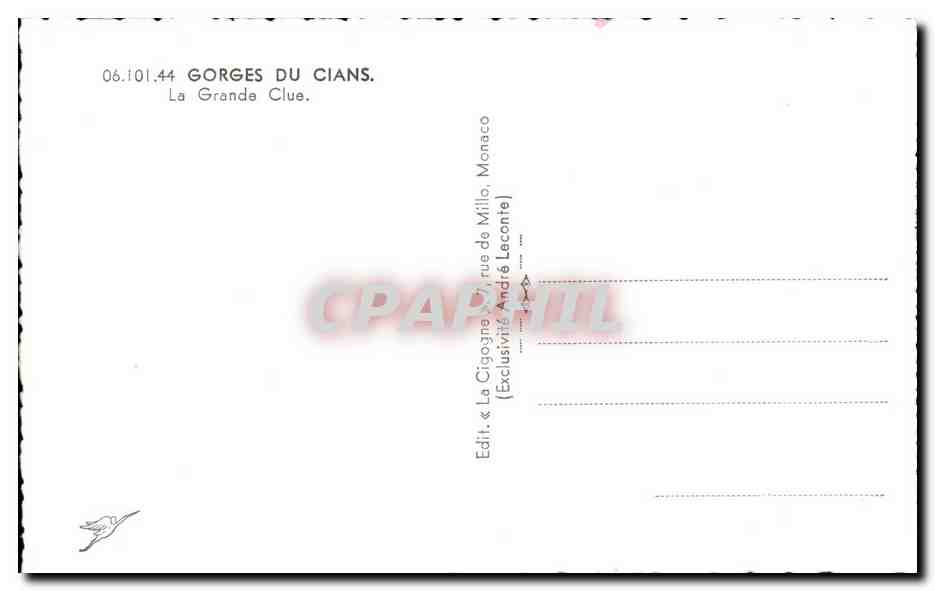 CPA Gorges Du Clans La grande Clue  — Rückseite