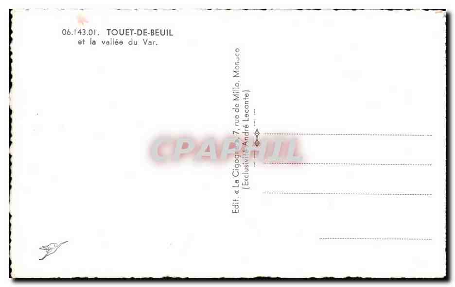CPA Touet De Beuil et la Vallee du Var — Rückseite