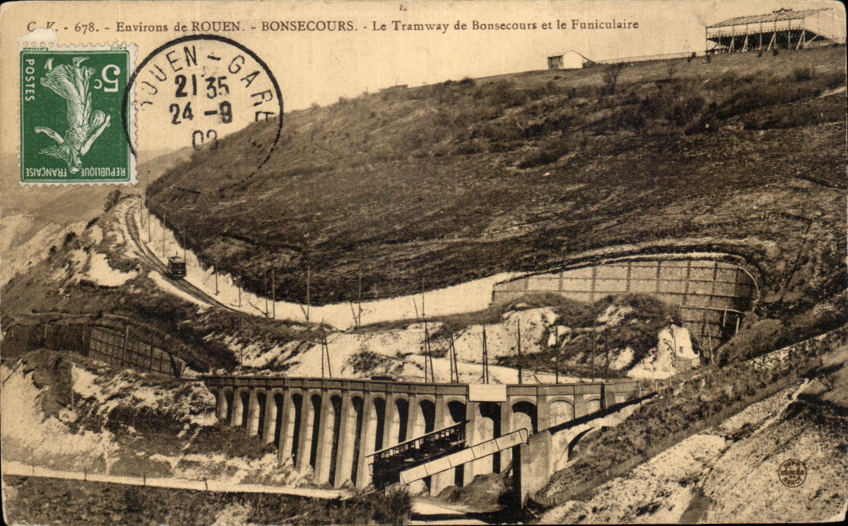 CPA Rouen Bonsecours Le Tramway de Bonsecours et le Funiculaire
