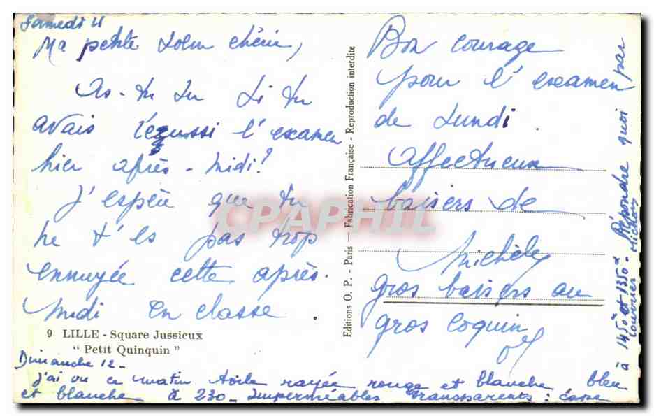 CPA Lille Square Jussieux Petit Quinquin — Verso