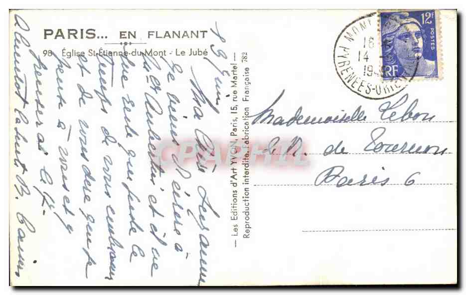 CPA Paris En flanant Eglise St Etienne Du Mont Le Jube — Rückseite