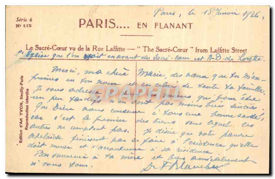 CPA Paris En Flanant Sacre Coeur vue de la rue Laffitte Montmartre  — Rückseite