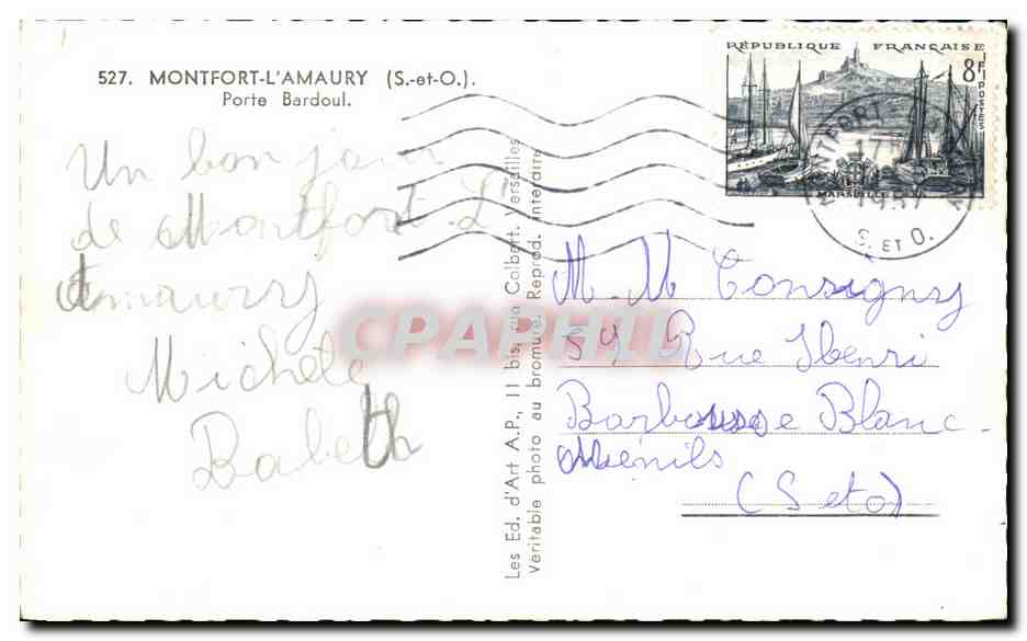 Montfort-l'Amaury — Tor zur Bardoul — Verlag d'Art A.P., Nr. 527 — Rückseite