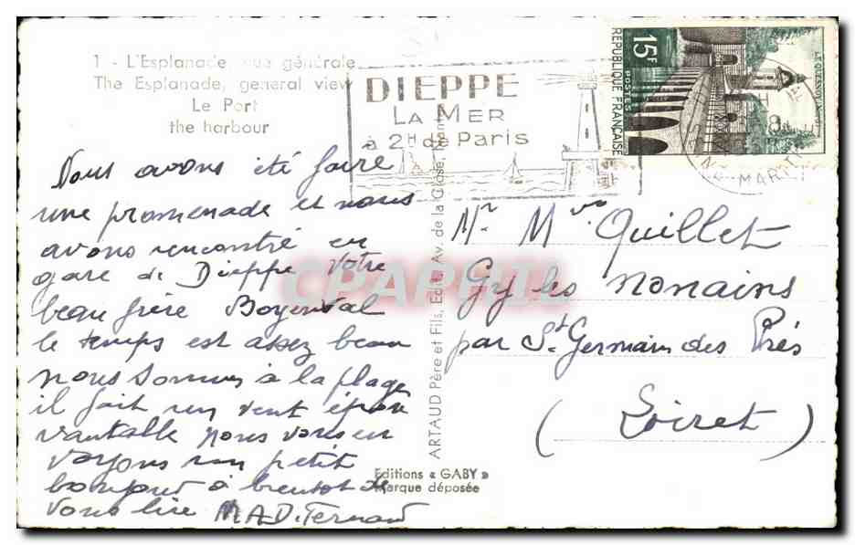 CPA Dieppe Vue panoramique — Verso