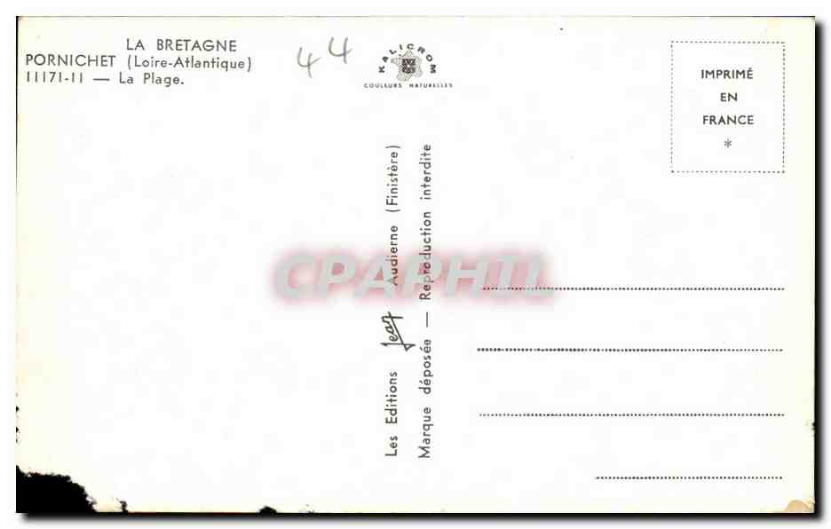 CPA La Bretagne Pornichet La Plage — Rückseite