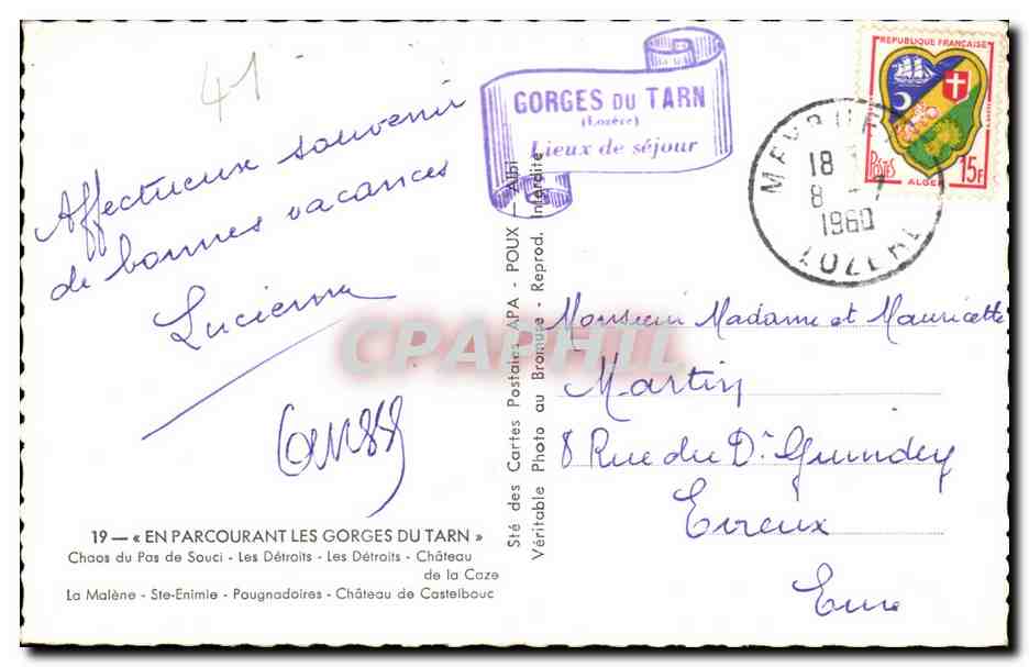 Gorges du Tarn — Souvenirs — APA — Verso