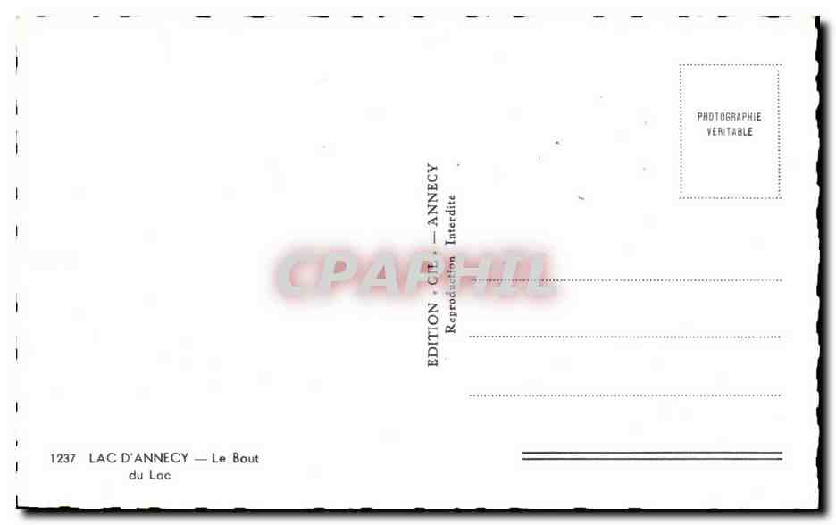Lac d'Annecy — Le Bout — Édition CIL Annecy n°1237 — Rückseite