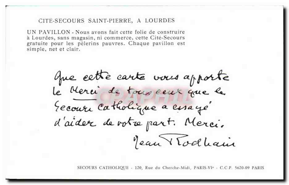 CPSM Cite Secours Saint Pierre A Lourdes Un pavillon  — Verso
