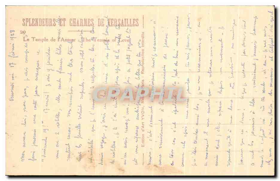CPA Splendeurs Et Charmes De Versailles Le temple de l'amour — Rückseite