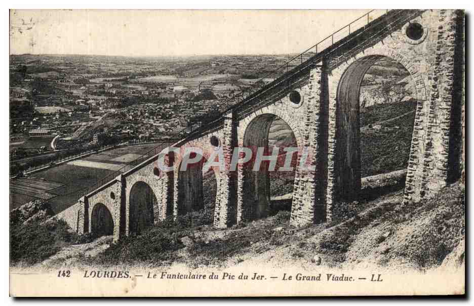CPA Lourdes Le Funiculaire du pic du Jer Le Grand Viaduc