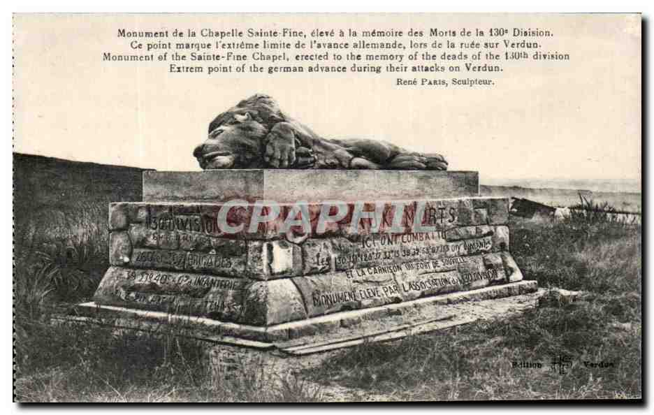 CPA Monument de la Chapelle Sainte Fine Lion 