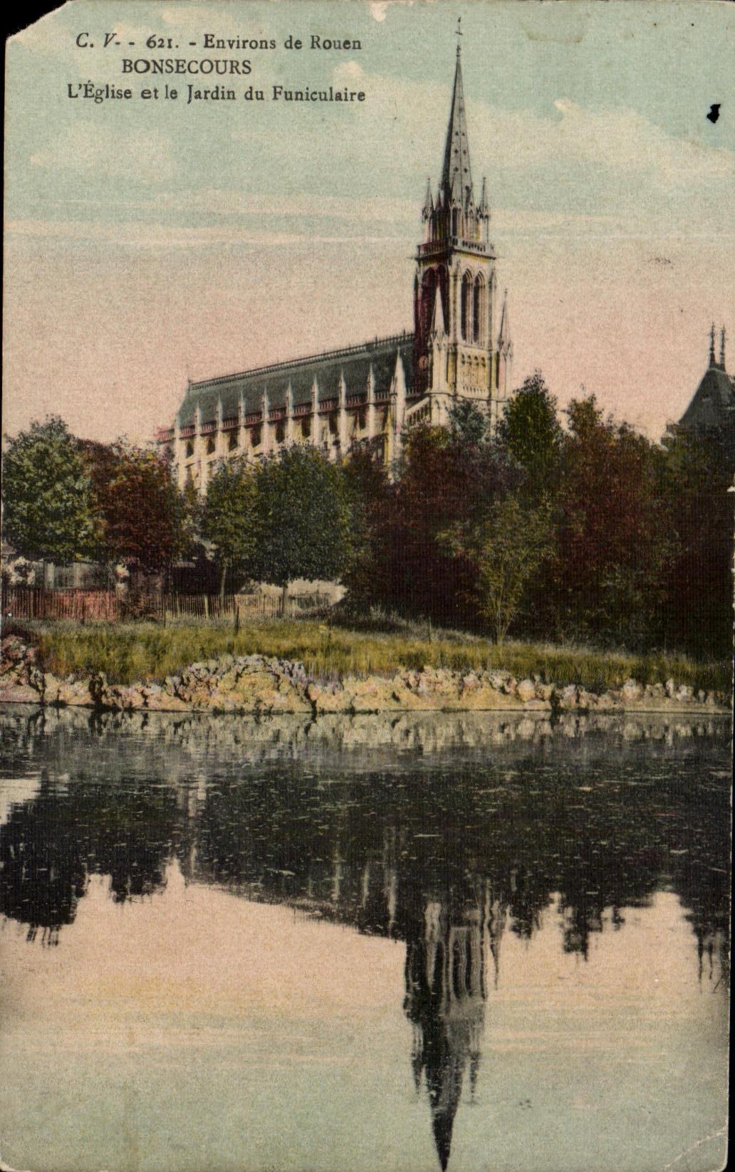 CPA Bonsecours L'eglise et le Jardin du Funiculaire