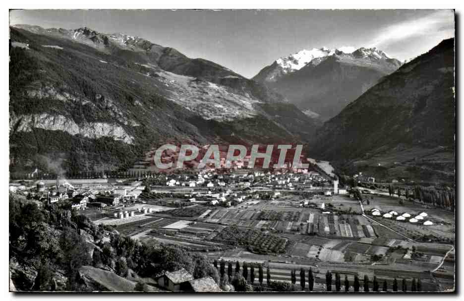 CPA Visp mit Balfringletscher Nadelhorn Dom u Durrenborn 