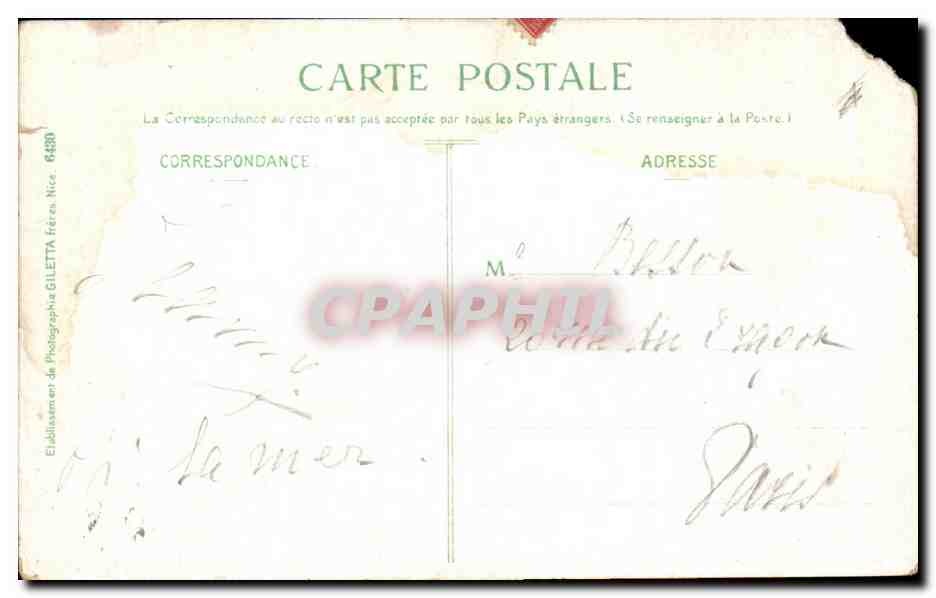 CPA Villefranche Escadre Francaise Bateaux — Verso