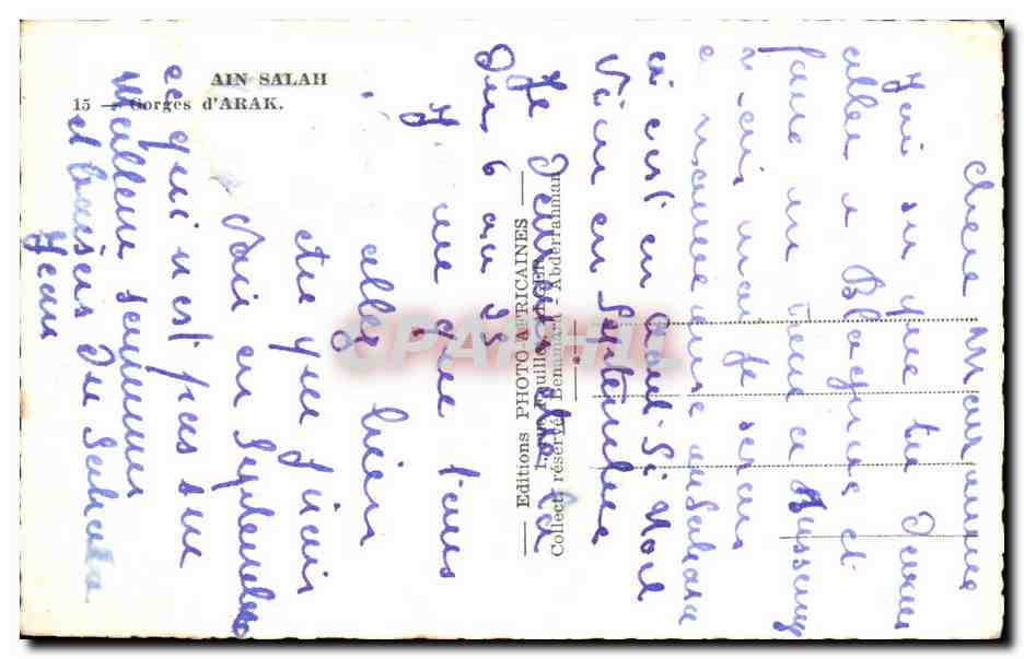 CPA Ain Salah Gores d'Arak — Rückseite